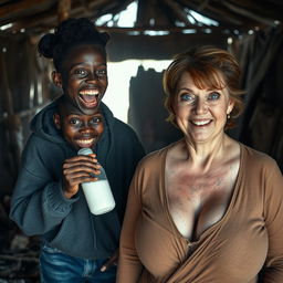 In an abandoned shack in Africa, a chaotic scene unfolds