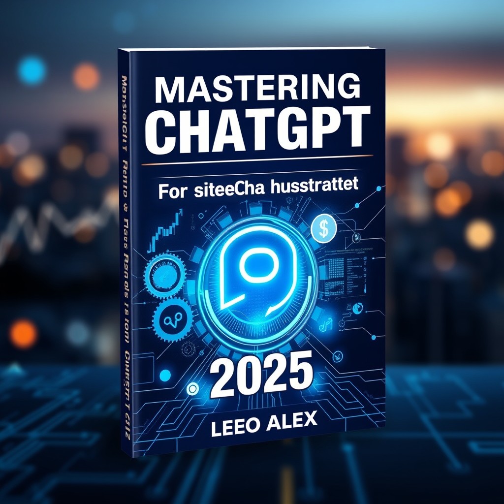 A visually engaging book cover design for 'Mastering ChatGPT for Business and Side Hustles in 2025' by Leo Alex