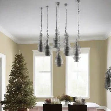 The interior designer suggested using screw eyes to hang lightweight decorations from the ceiling.