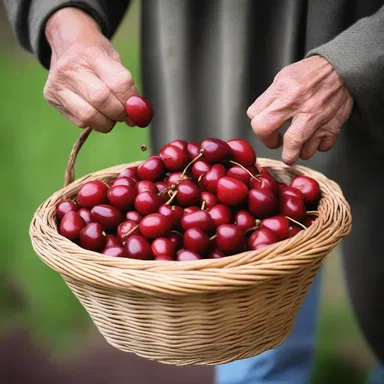 During the cherry harvest festival, the locals offer a basket of oxheart cherries as a sacred offering to their deity.
