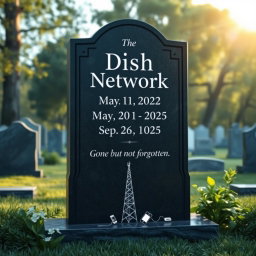 A photorealistic image of a large, upright tombstone crafted from dark granite, set against a backdrop of a serene cemetery scene
