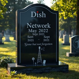 A photorealistic image of a large, upright tombstone crafted from dark granite, set against a backdrop of a serene cemetery scene