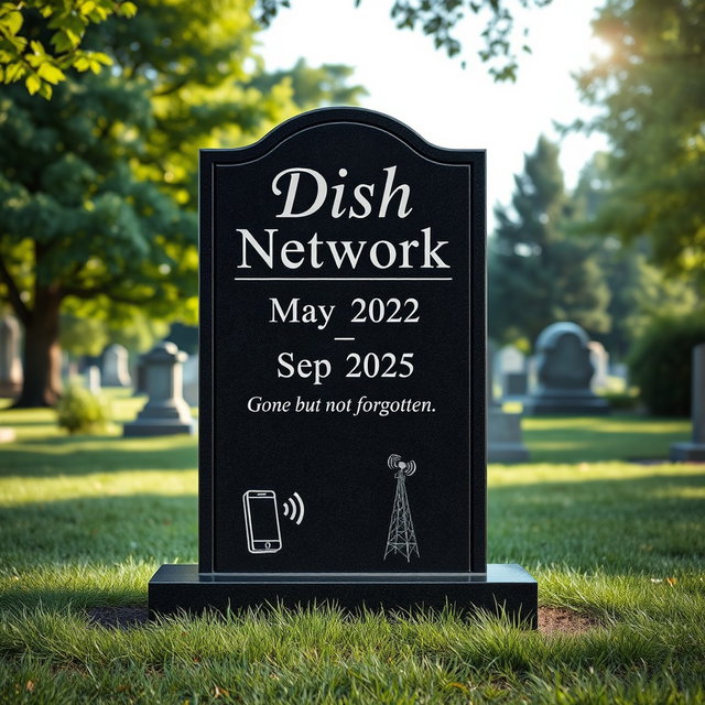 A photorealistic image of a large, upright tombstone crafted from dark granite, set against a backdrop of a serene cemetery scene