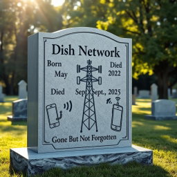 A photorealistic image of a large, upright tombstone made of polished granite, located in a peaceful cemetery setting