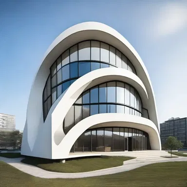 The pliable material used in the construction of the building facilitated the creation of unique curved shapes and designs.