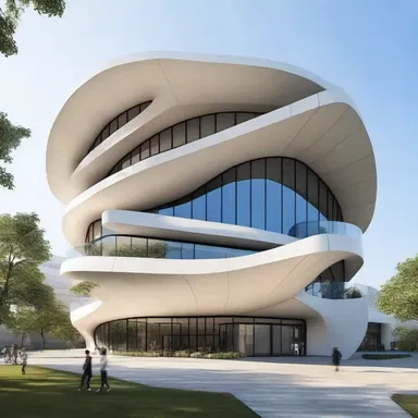 The pliable material used in the construction of the building facilitated the creation of unique curved shapes and designs.