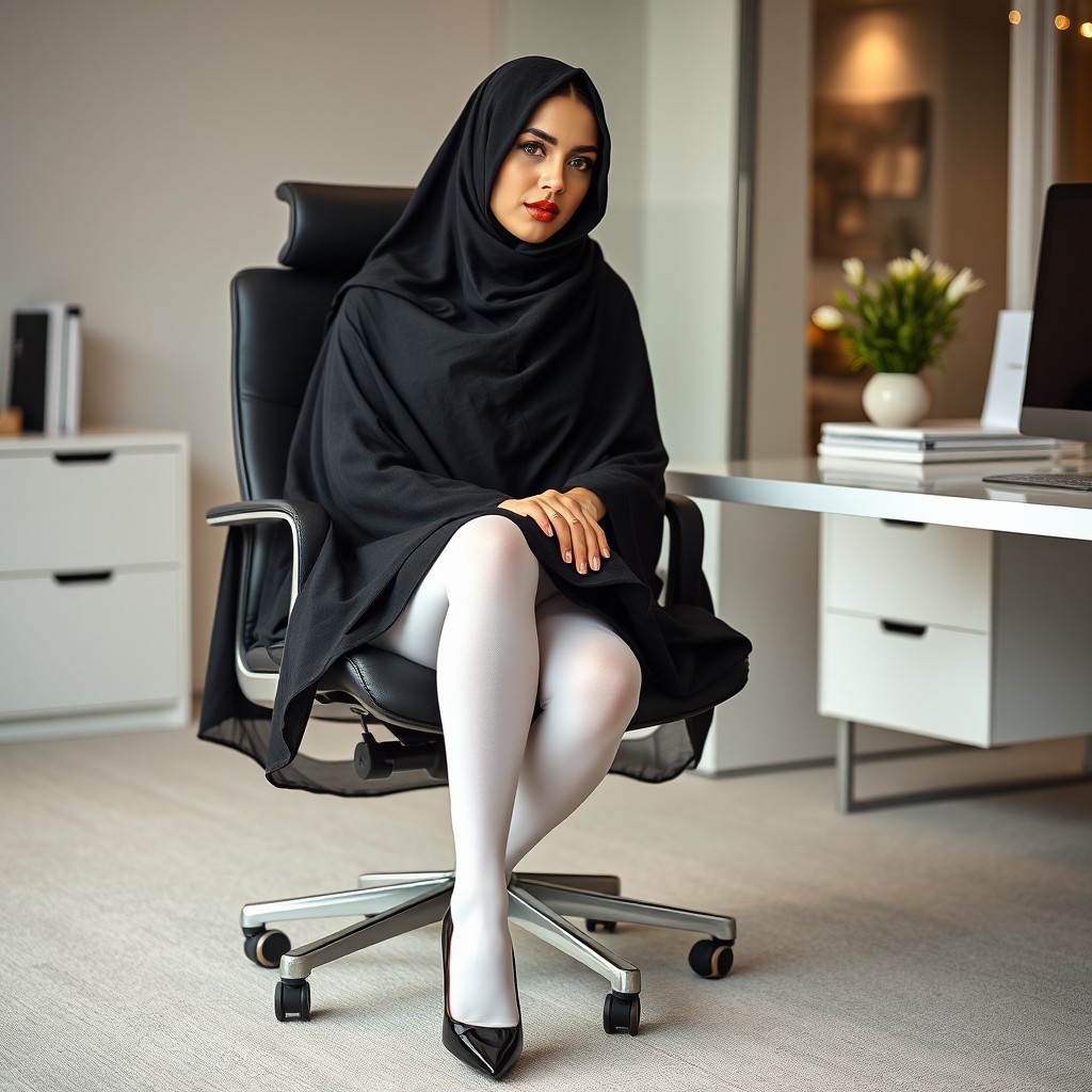A woman dressed in a stunning black chador that elegantly drapes over her whole body, highlighting her traditional attire