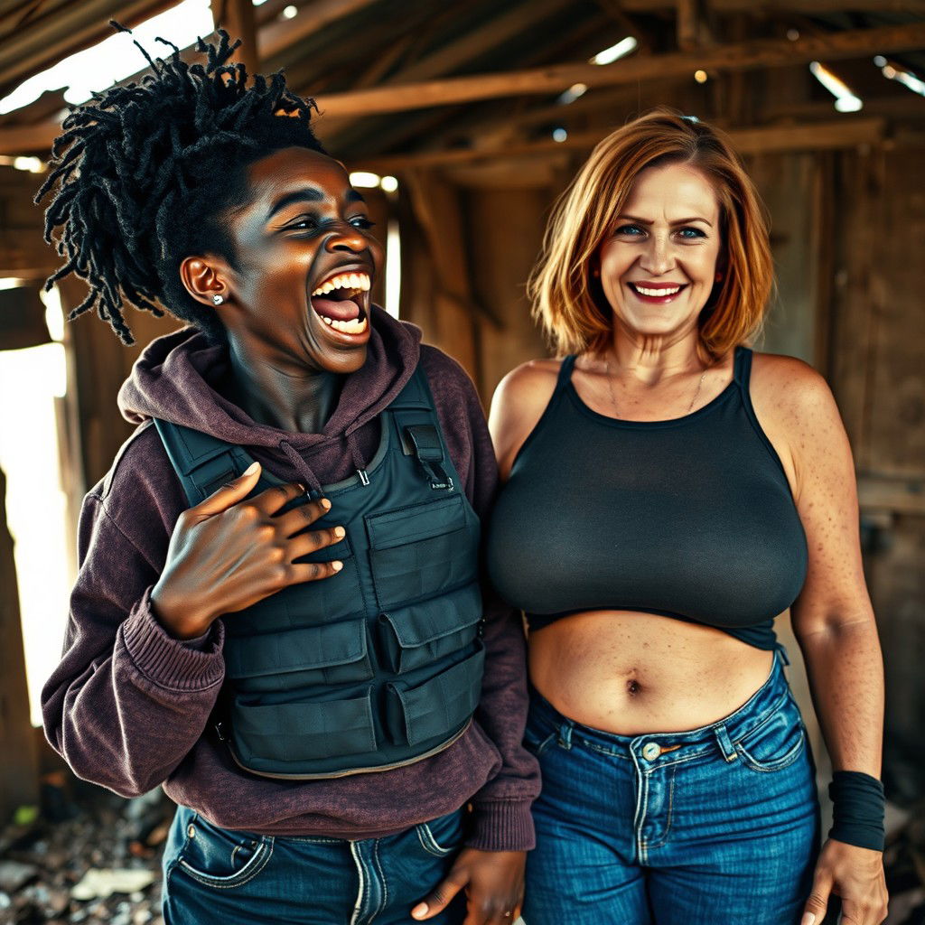 In an abandoned shack in Africa, a vibrant and chaotic scene unfolds