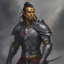 This refined digital art image features a Githyanki Paladin with a more suitable nose that enhances his formidable appearance