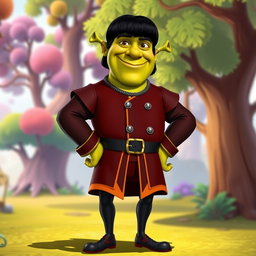 An animated version of Lord Farquaad from Shrek, depicted as a charismatic, villainous character standing confidently with a sly smile