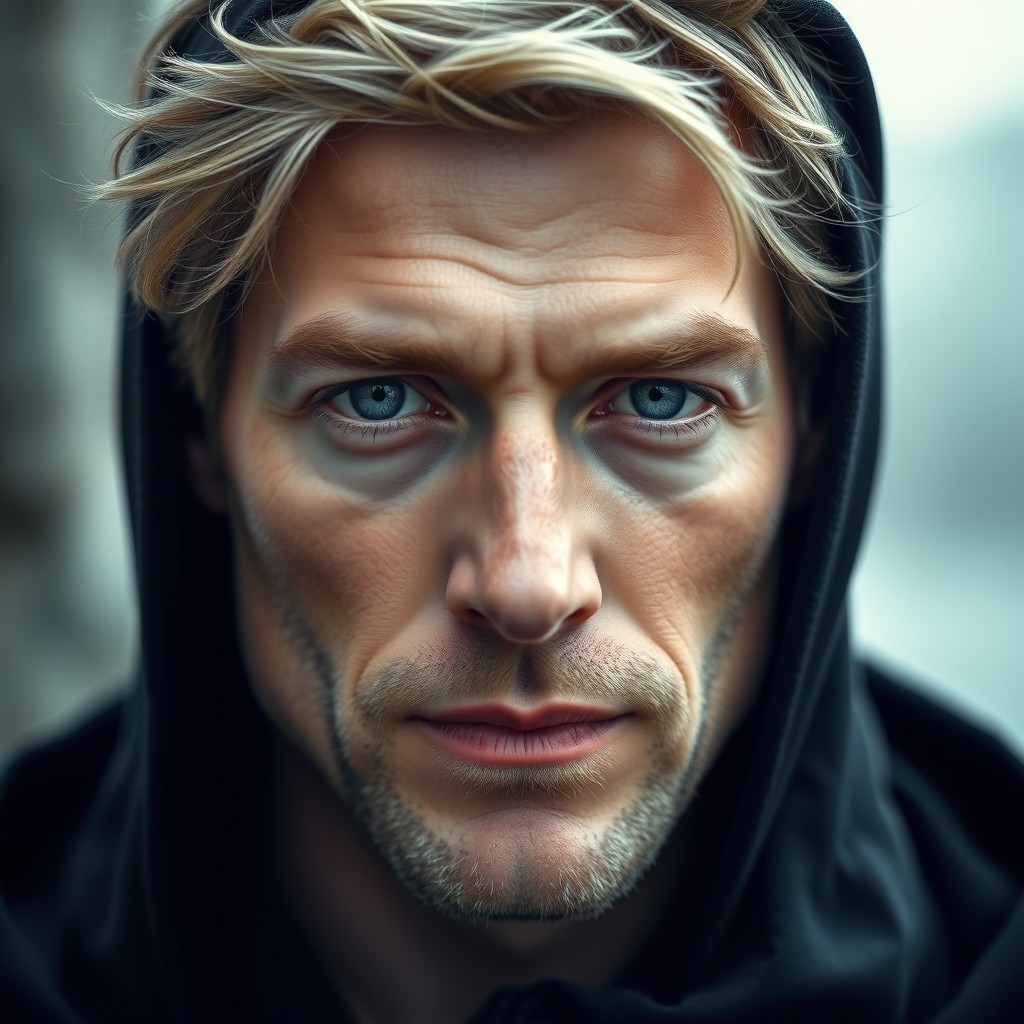 A portrait close-up of a 26-year-old man with a tall, slender build