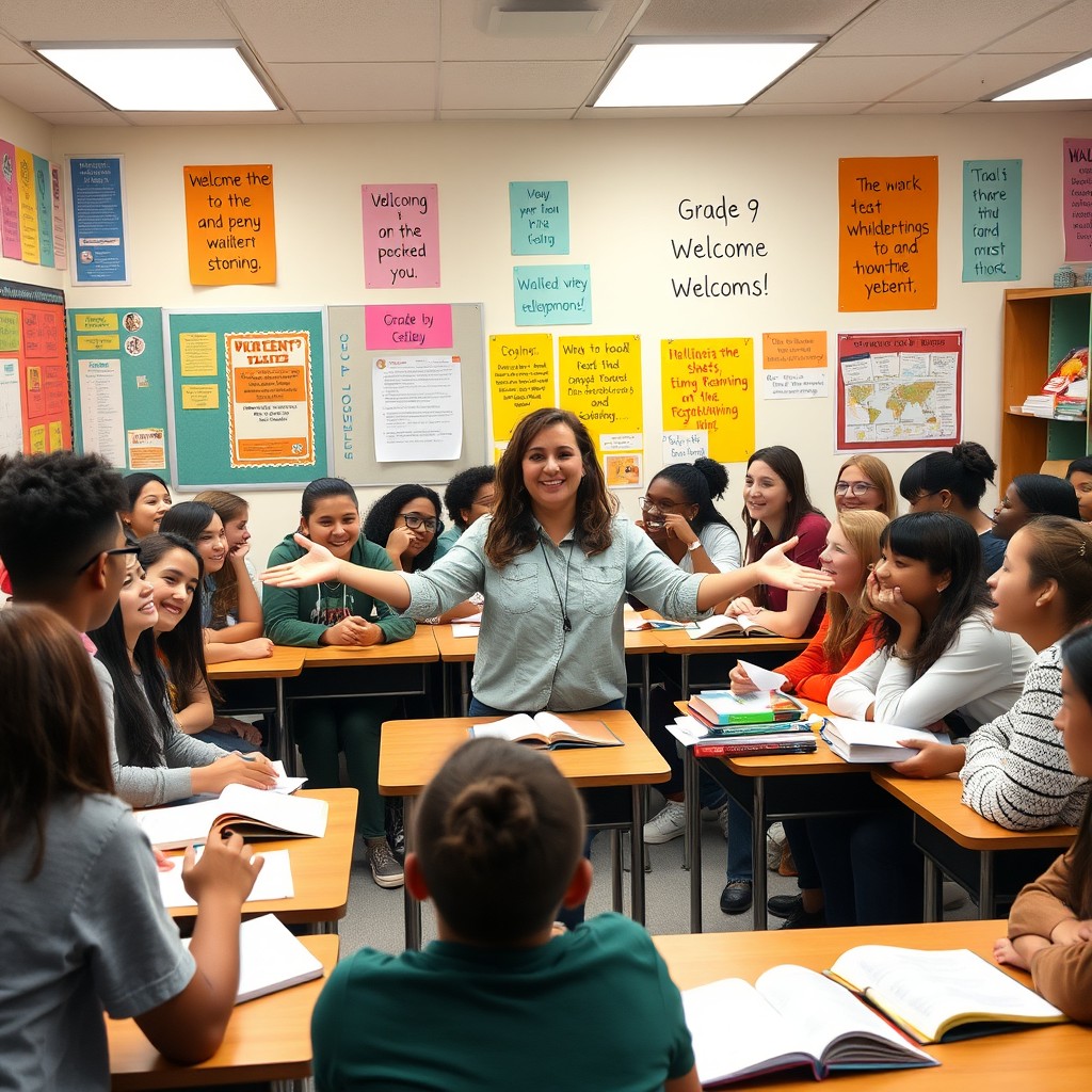 Engaging Grade 9 Classroom: A Hub of Diversity and Enthusiasm