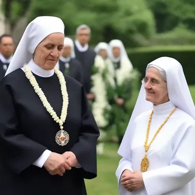 During the ceremony, the nun wore a chaplet made of fresh flowers as a symbol of purity and devotion.