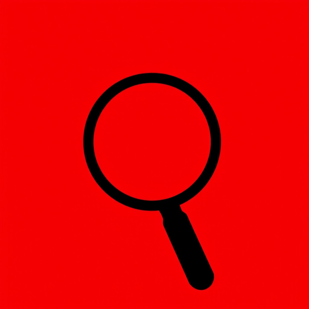 A striking outline of a magnifying glass, featuring a crisp and clear silhouette created with bold, smooth lines