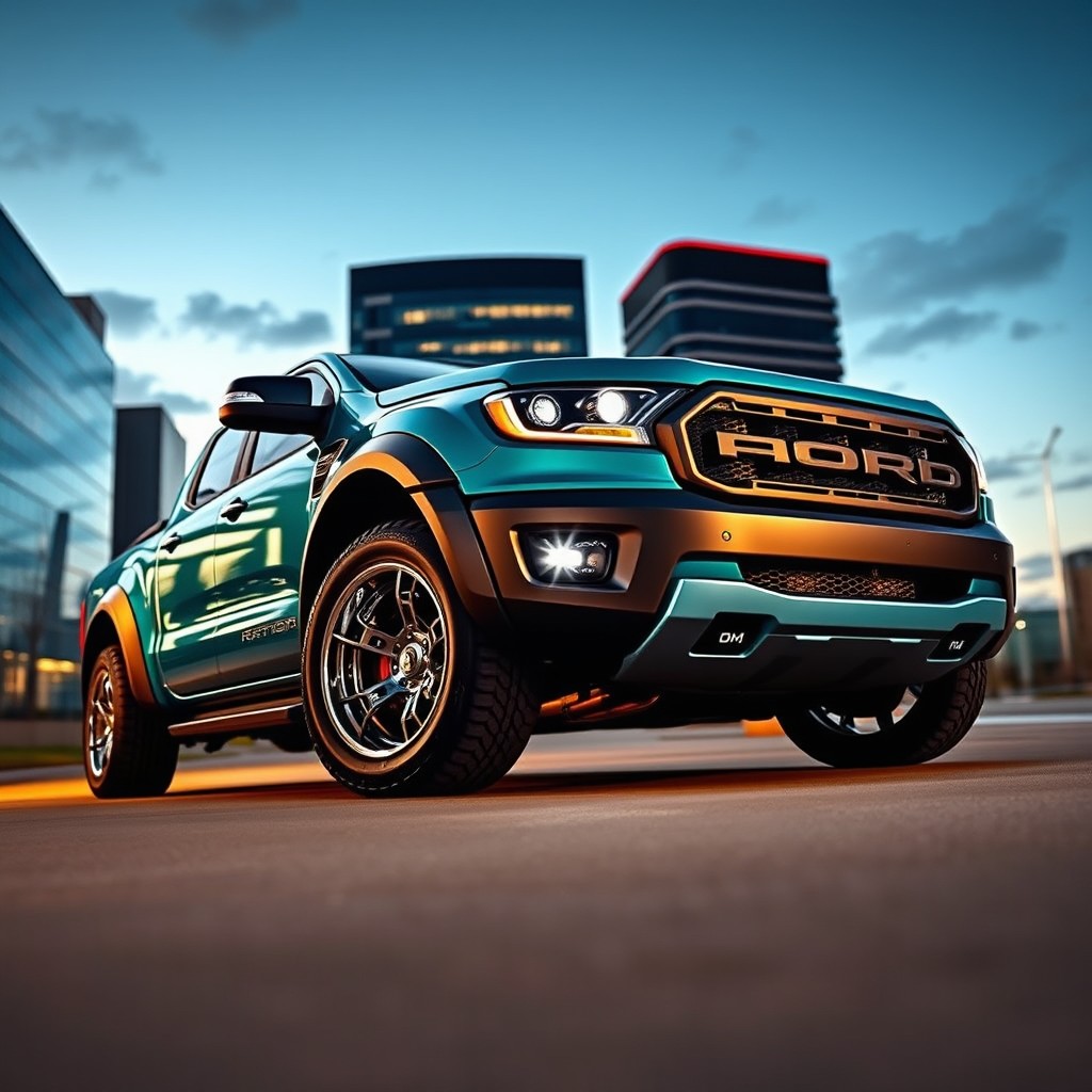 Slammed 2025 Ford Ranger Raptor in Vibrant Teal