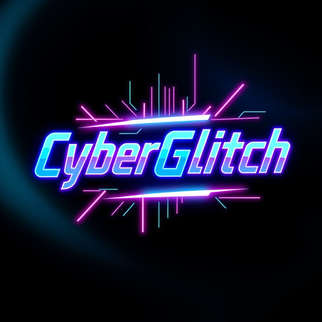 A vibrant and eye-catching logo design for 'CyberGlitch', inspired by VTuber aesthetics