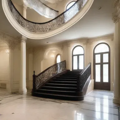 The grand staircase was the culmination of the architect's sleek and modern design.