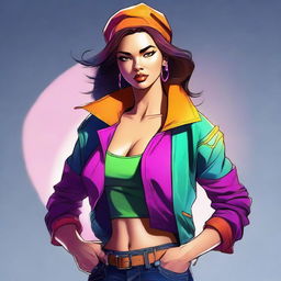 An impressive digital art of a charismatic female character