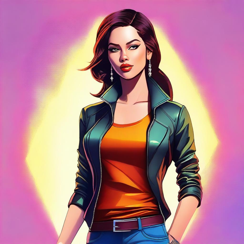 An impressive digital art of a charismatic female character