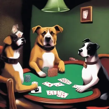 After hours of playing poker, the culmination of the night was when the dog won the game with a royal flush!