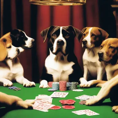 After hours of playing poker, the culmination of the night was when the dog won the game with a royal flush!