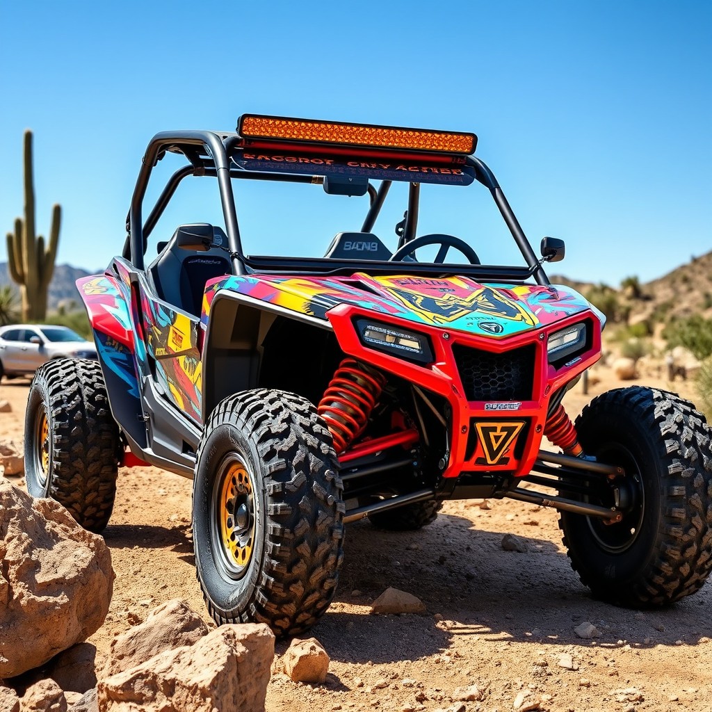 A vibrant and colorful new decoration design for an off-road buggy