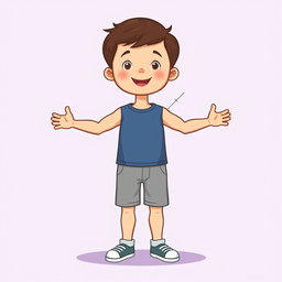 A 2D educational illustration of a young boy in full body, front view, depicted in a simple cartoon style
