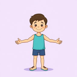 A 2D educational illustration of a young boy in full body, front view, depicted in a simple cartoon style