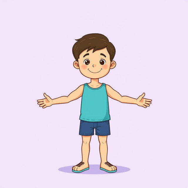 A 2D educational illustration of a young boy in full body, front view, depicted in a simple cartoon style