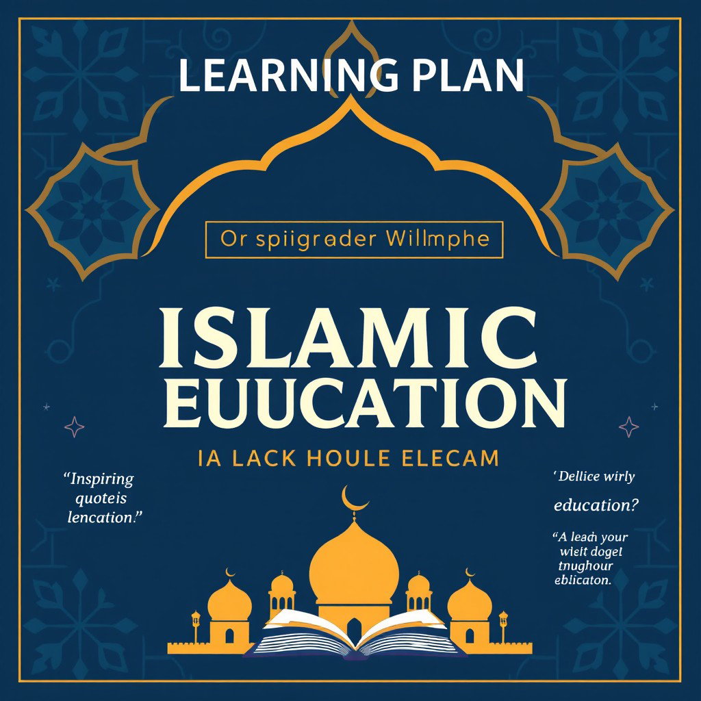A visually appealing cover for a learning plan for 11th grade high school focusing on Islamic Education, designed to align with the deep learning curriculum