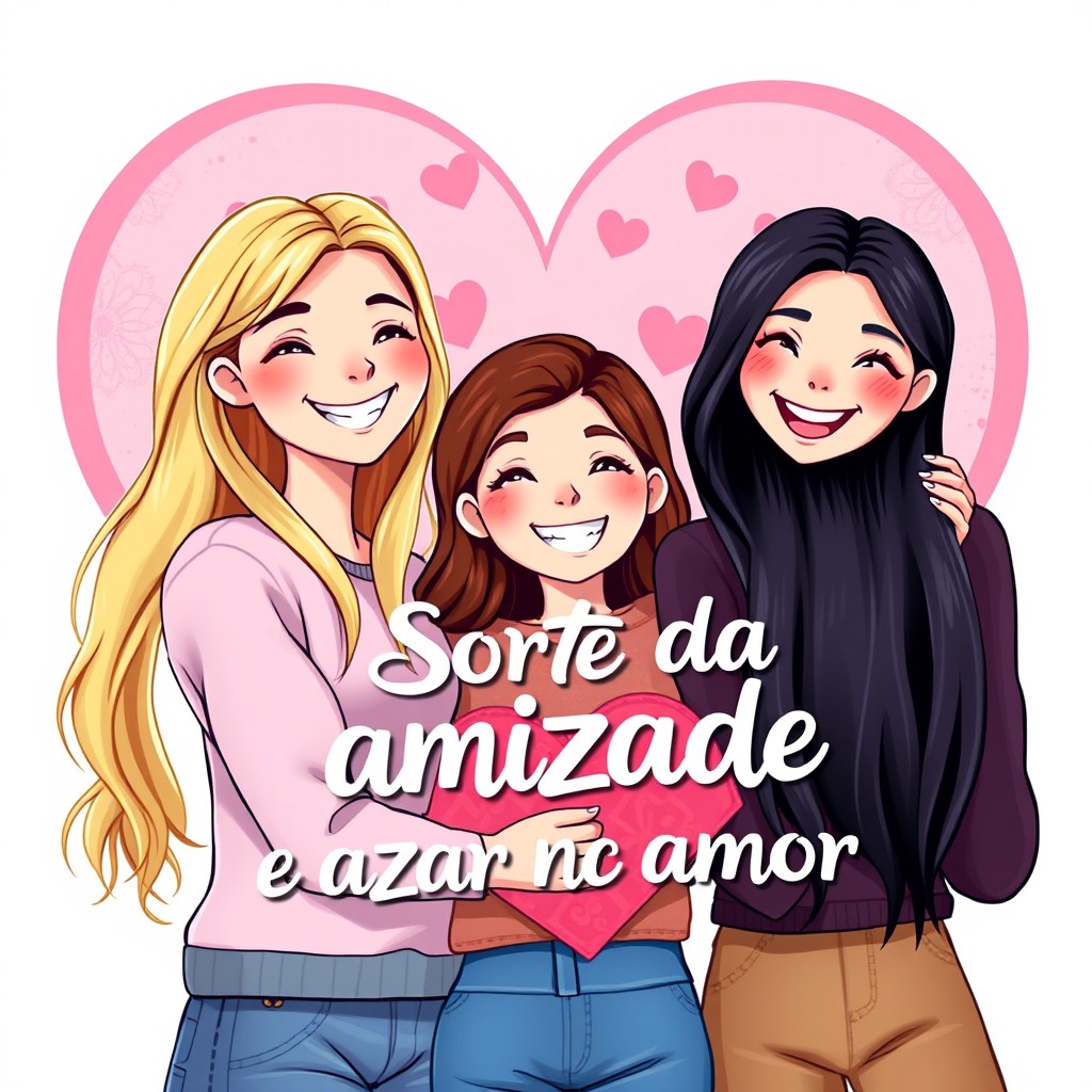 A vibrant and heartwarming digital book cover featuring three best friends