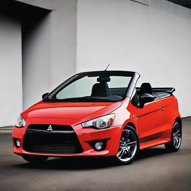 This is a high-resolution photo of a brightly colored, tuned Mitsubishi Colt CZC, styled like a luxury sports cabriolet