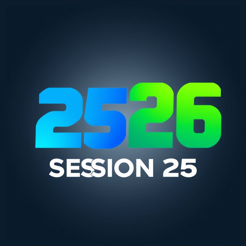 A modern and sleek logo design for a fictional series named 'Session 25 26'