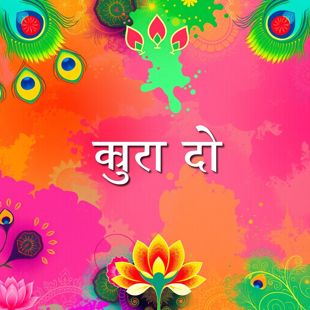 A vibrant and artistic cover page design for a Hindi project, featuring the title 'हिंदी प्रोजेक्ट' prominently in an elegant Hindi font
