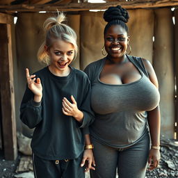 In an abandoned poor shack, a 19-year-old malnourished and evil-looking blonde woman with blue eyes is praising, her eyes wide and manic as she screams and smiles