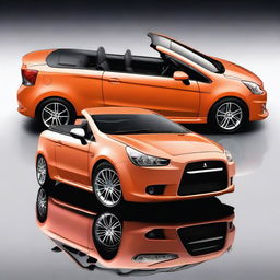 This is a high-definition photograph of a tuned Mitsubishi Colt CZC convertible, painted in a bright peach color