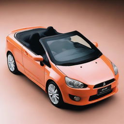 This is a high-definition photograph of a tuned Mitsubishi Colt CZC convertible, painted in a bright peach color