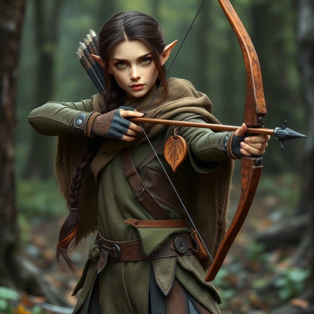 An elven explorer with fair skin, featuring a slight sun-kissed bronze glow from years under the sun