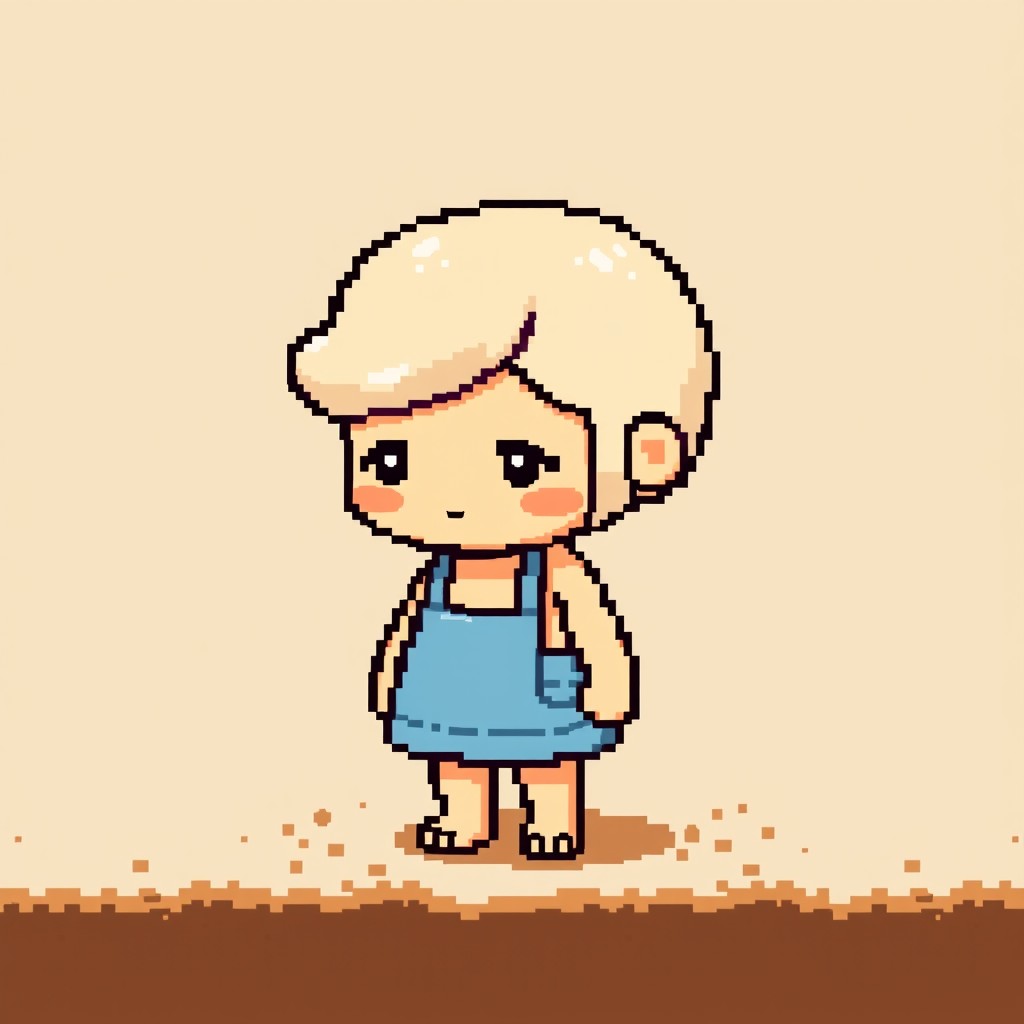 A 32x32 pixel art character styled like those from Stardew Valley, featuring a cute and whimsical design
