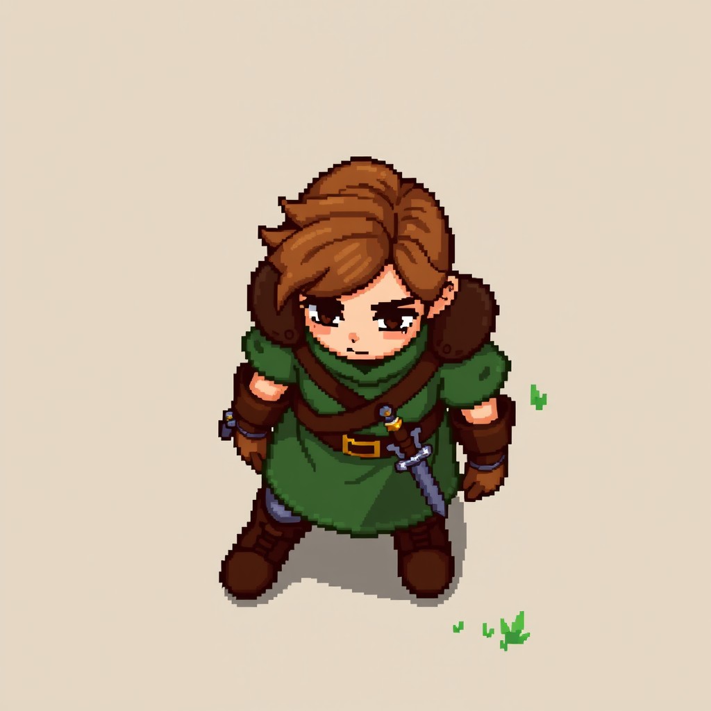 A top-down pixel art character design, 64x64 in size, styled after Stardew Valley