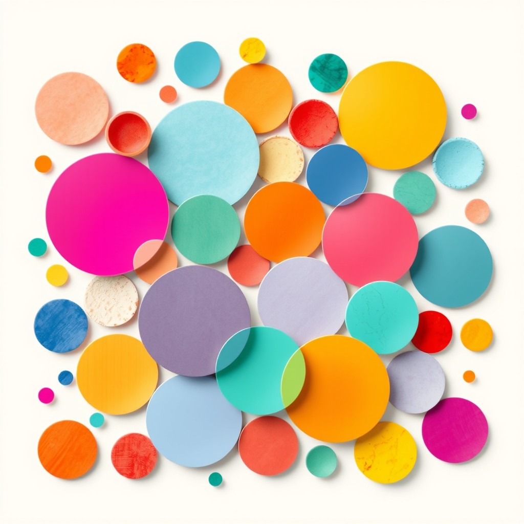 A vibrant and imaginative concept of circles, showcasing various sizes and colors, all interlinked in a playful and abstract manner