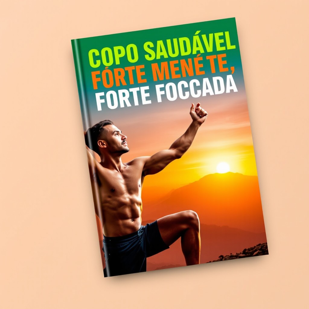A realistic and inspiring ebook cover titled "Corpo Saudável, Forte Mente Focada"