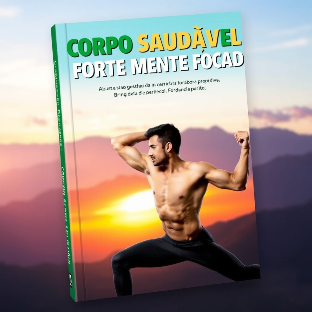A realistic and inspiring ebook cover titled "Corpo Saudável, Forte Mente Focada"
