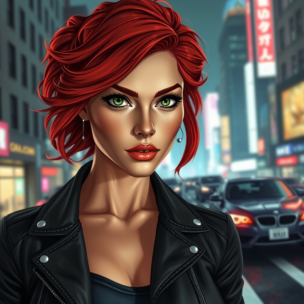 A captivating portrait of a fictional female character inspired by Maria Latore from GTA 3