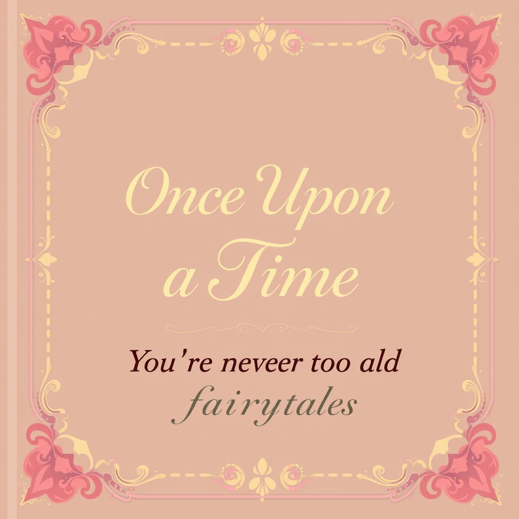 A vintage-style book cover featuring a vector border in soft rose and gold tones