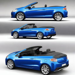 A high-resolution photograph capturing a tuned Mitsubishi Colt CZC convertible in a bright blue color