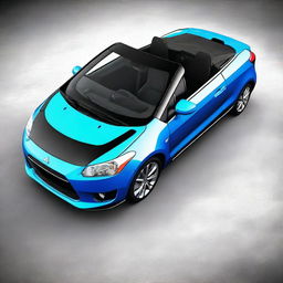 A high-resolution photograph capturing a tuned Mitsubishi Colt CZC convertible in a bright blue color