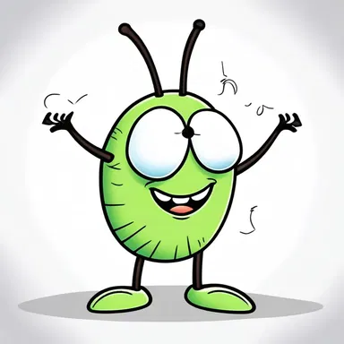 In the cartoon, the mealy bug character was drawn with exaggerated features and a comical expression.