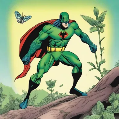 The superhero's arch-nemesis was an evil mealy bug with the power to control plants.