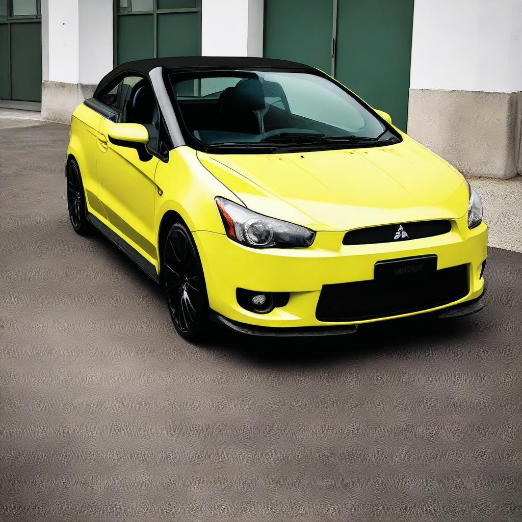 A high-resolution photograph of a tuned Mitsubishi Colt CZC convertible in a bright, eye-catching color